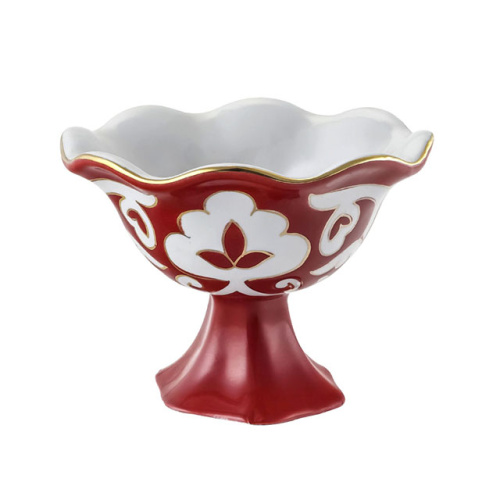 Креманка Красная Пахта, Turon Porcelain, с золотом, Ø 13 см