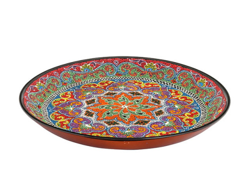Блюдо Ляган "Риштанская керамика", Точечная роспись, Ø 38 см