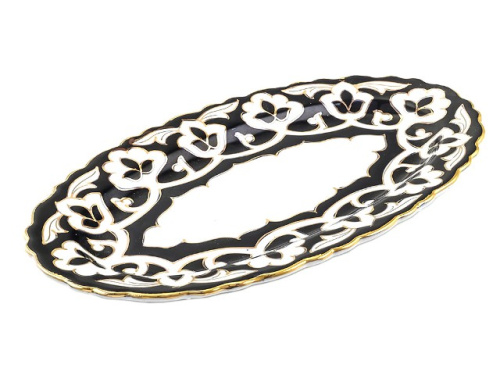 Тарелка овальная Пахта, Turon Porcelain, с золотом, Ø 29 см