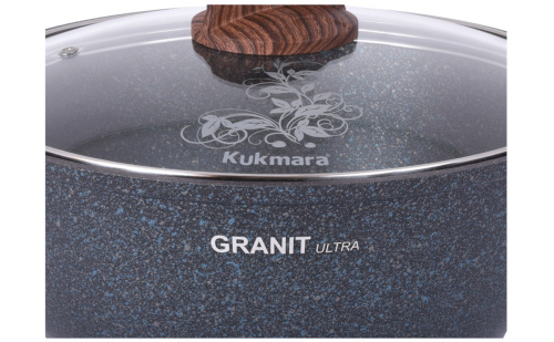 Кастрюля-жаровня  3 л с антипригарным покрытием со стеклянной крышкой, Kukmara (Granit Ultra Blue), жгг31а