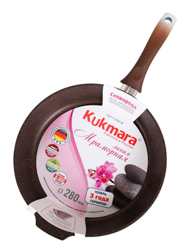Сковорода 28 см с антипригарным покрытием, Kukmara (Кофейный мрамор), смк281а