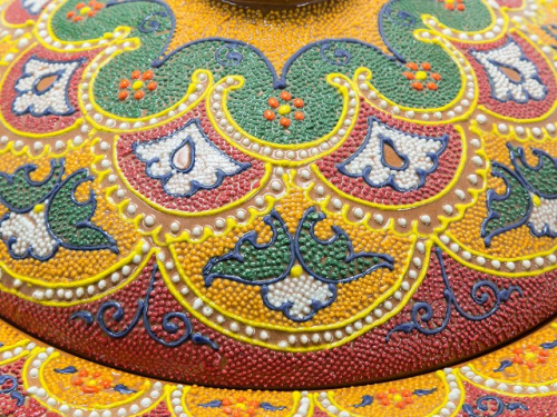 Блюдо с крышкой "Риштанская керамика", Точечная роспись, Ø 24 см