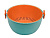 Дуршлаг с миской 2 в 1 круглый, пластиковый, 2 л, бирюзовый/оранжевый