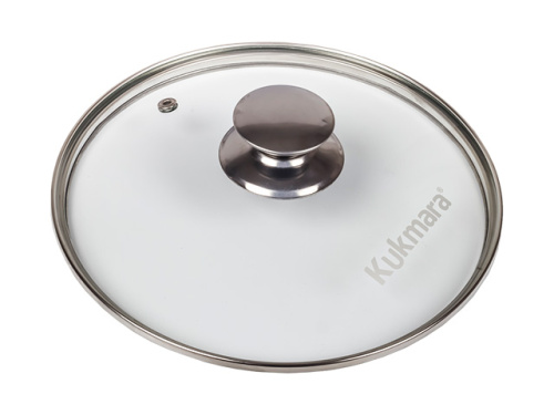 Стеклянная крышка 20 см с ручкой из нержавеющей стали, Kukmara, с20т112 Стеклянная крышка 20 см с ручкой из нержавеющей стали, Kukmara, с20т112