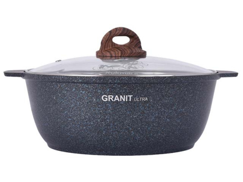 Кастрюля-жаровня 4 л с антипригарным покрытием со стеклянной крышкой, Kukmara (Granit Ultra Blue), жгг41а