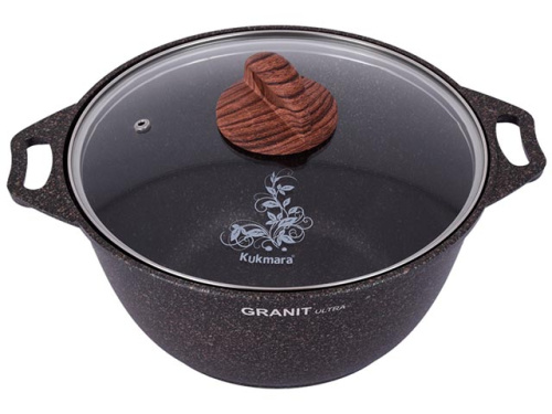 Кастрюля 3 л с антипригарным покрытием со стеклянной крышкой, Kukmara (Granit Ultra Original), кго32а