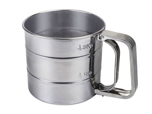 Кружка-сито для просеивания муки, 10 см, нержавеющая сталь