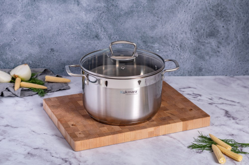Кастрюля 4.5 л из нержавеющей стали со стеклянной крышкой, Kukmara (ORION), ORN-CA4522G