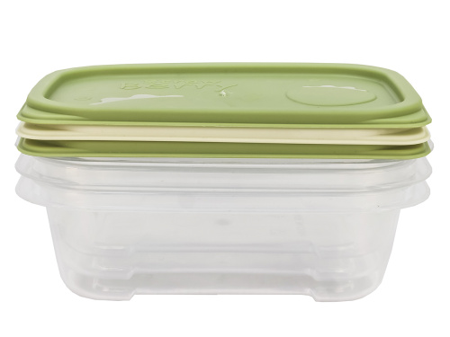 Набор из 3-х пищевых контейнеров с крышкой по 0.3 л, прямоугольные, Plover