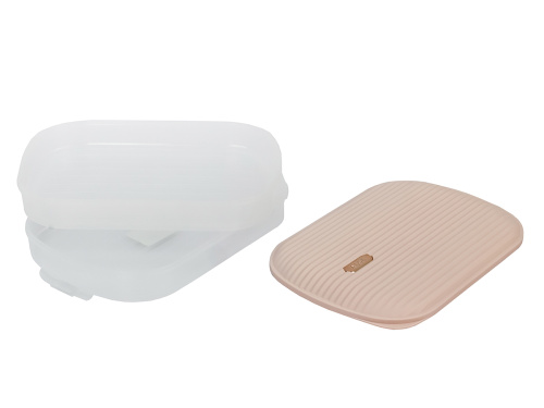 Контейнер с крышкой для хранения и заморозки продуктов на 2 секции, 32х22х9 см, розовый