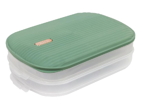 Контейнер с крышкой для хранения и заморозки продуктов на 2 секции, 32х22х9 см, зеленый