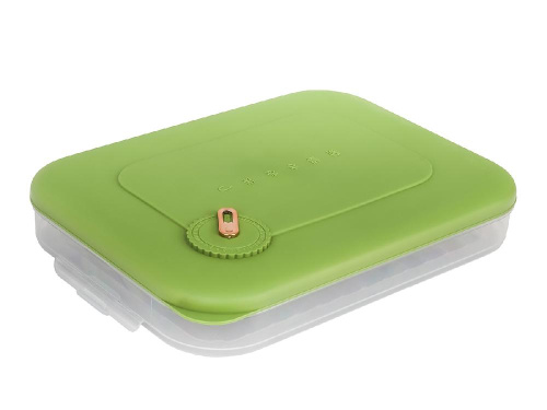 Контейнер с крышкой для хранения и заморозки продуктов на 1 секцию, 30х23х5 см, зеленый