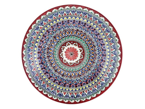 Блюдо Ляган "Риштанская керамика", Красная мехроб, Ø 42 см