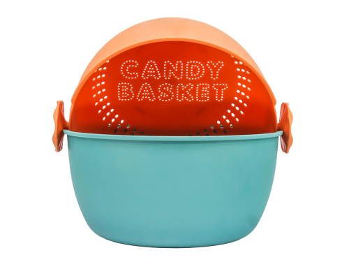 Дуршлаг с миской 2 в 1 круглый, пластиковый, 2 л, бирюзовый/оранжевый