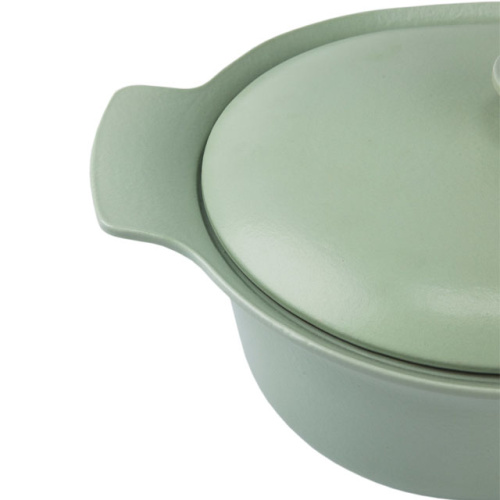 Кастрюля чугунная овальная с крышкой BergHOFF Ron, (зеленая) 5.2 л