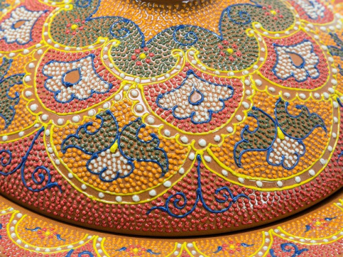 Блюдо с крышкой "Риштанская керамика", Точечная роспись, Ø 28 см