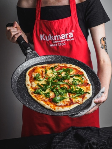 Сковорода-лавашница 35см с антипригарным покрытием со съемной ручкой, Kukmara (Темный мрамор), слмт352а