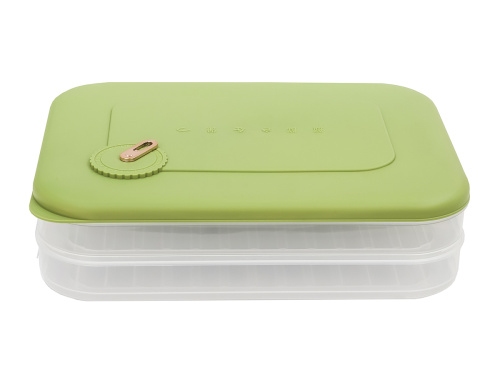 Контейнер с крышкой для хранения и заморозки продуктов на 2 секции, 30х23х8 см, зеленый