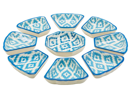 Набор салатников "Риштанская керамика", Атлас №3, 9 предметов