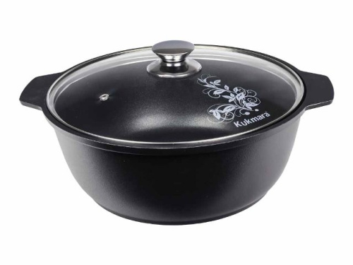 Кастрюля-жаровня 4 л с антипригарным покрытием со стеклянной крышкой, Kukmara (Традиция), ж44а