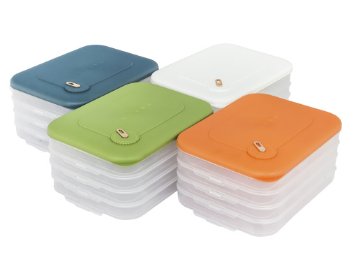 Контейнер с крышкой для хранения и заморозки продуктов на 4 секции, 30х23х14 см, оранжевый