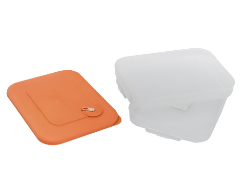 Контейнер с крышкой для хранения и заморозки продуктов на 2 секции, 30х23х8 см, оранжевый