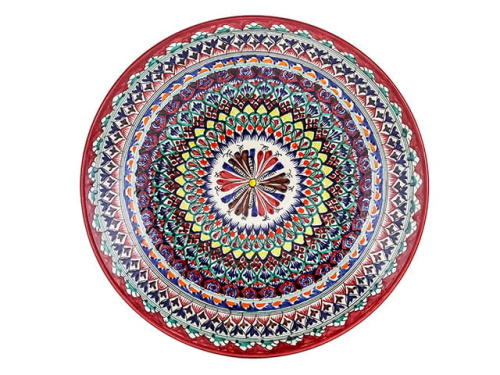 Блюдо Ляган "Риштанская керамика", Красная мехроб, Ø 42 см