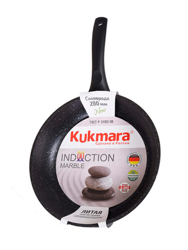 Сковорода 28 см с антипригарным покрытием, Kukmara (Marble Induction Темный мрамор), смти280а
