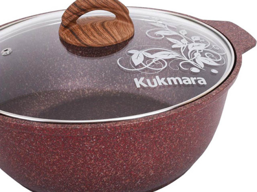 Кастрюля-жаровня 3 л с антипригарным покрытием со стеклянной крышкой, Kukmara (Granit Ultra Red), жга31а
