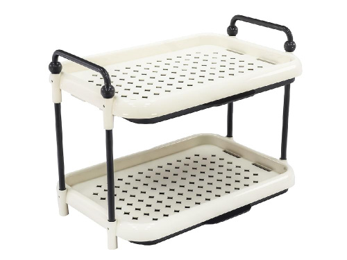 Этажерка универсальная на ножках с поддоном, прямоугольная с ручками, 2 яруса, 37х26х28 см, Plover