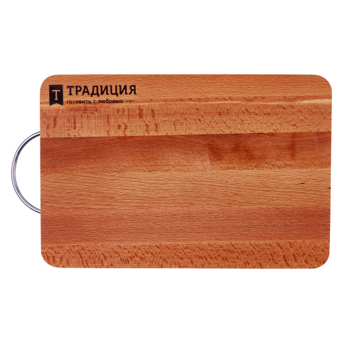 Доска разделочная бук 33x22x1,6см, с металлической ручкой, Традиция 