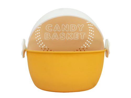 Дуршлаг с миской 2 в 1 круглый, пластиковый, 2 л, желтый/белый