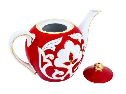 Чайник Красная Пахта, Turon Porcelain, с золотом, 0.8 л