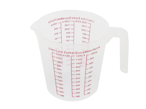 Мерный стакан для сыпучих продуктов с носиком на 1.2 л, пластиковый