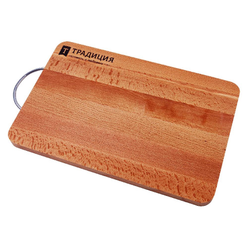 Доска разделочная бук 33x22x1,6см, с металлической ручкой, Традиция 