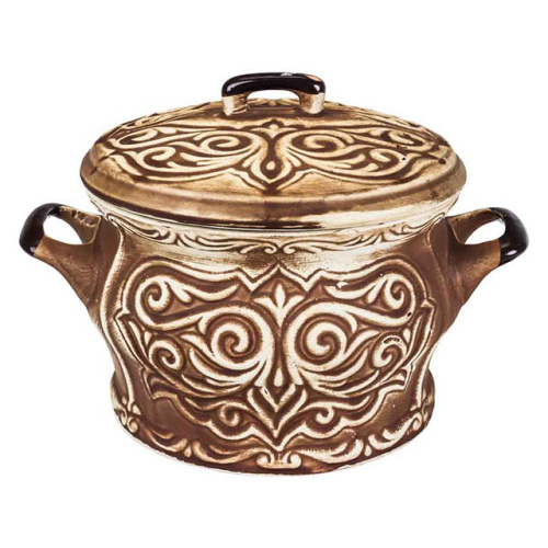 Набор супник 3 л + 4 горшка 0.6 л "Славянская Керамика", Орнамент, белый