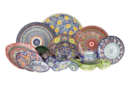 Блюдо Ляган "Риштанская керамика", Бабочка, Узбекистан, Ø 41 см