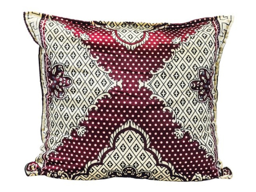 Подушка бархатная (красная с бежевой вышивкой) 50x50