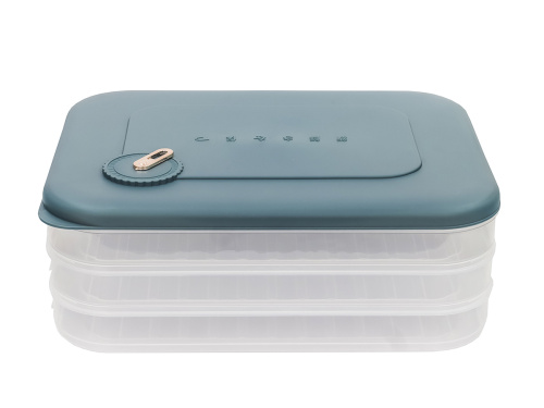 Контейнер с крышкой для хранения и заморозки продуктов на 3 секции, 30х23х11 см, синий
