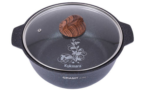 Кастрюля-жаровня  3 л с антипригарным покрытием со стеклянной крышкой, Kukmara (Granit Ultra Blue), жгг31а
