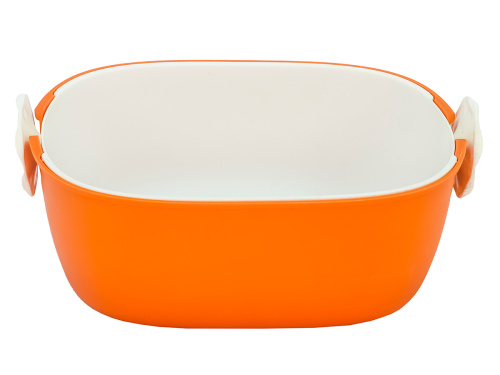 Дуршлаг с миской 2 в 1 овальный, пластиковый, 2.5 л, оранжевый/белый