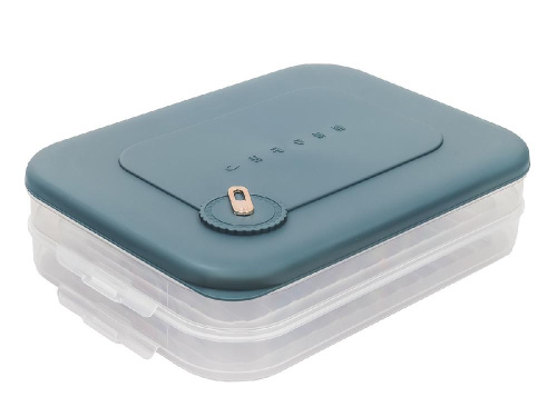 Контейнер с крышкой для хранения и заморозки продуктов на 2 секции, 30х23х8 см, синий