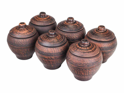 Горшок для запекания "Славянская Керамика", Гладкий, 0.6 л, 6 шт