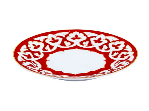 Тарелка Красная Пахта, Turon Porcelain, с золотом, Ø 17.5 см