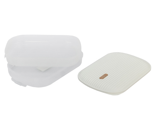 Контейнер с крышкой для хранения и заморозки продуктов на 2 секции, 32х22х9 см, белый