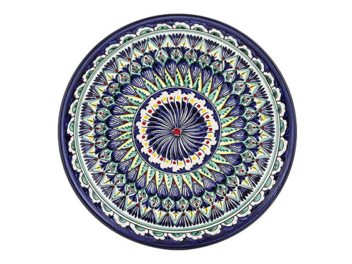 Блюдо Ляган "Риштанская керамика", Синяя мехроб, диаметр 28 см RSN023
