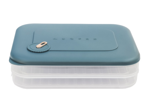 Контейнер с крышкой для хранения и заморозки продуктов на 2 секции, 30х23х8 см, синий