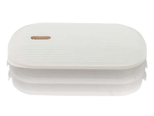 Контейнер с крышкой для хранения и заморозки продуктов на 2 секции, 32х22х9 см, белый