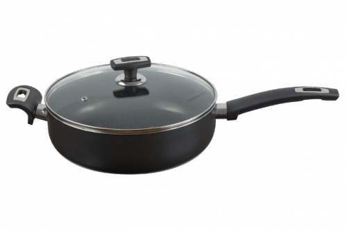 Сотейник с АП со стеклянной крышкой Калитва Black Stone, 26 см