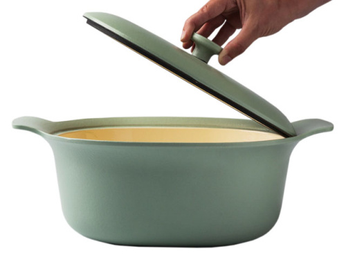 Кастрюля чугунная овальная с крышкой BergHOFF Ron, (зеленая) 5.2 л